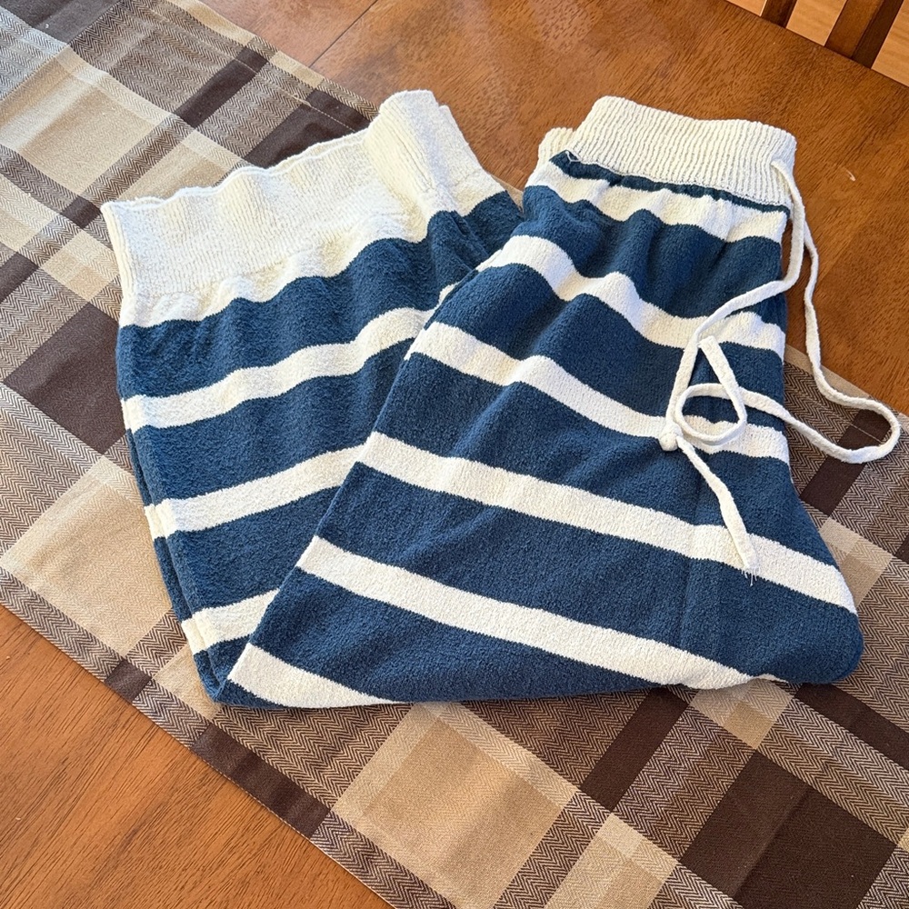 Women’s Navy and White Striped Joggers